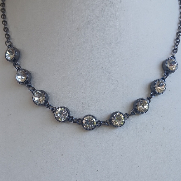 Paparazzi Gunmetal Crystal Station Necklace - Picture 6 of 9